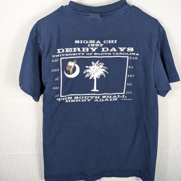 Sigma Chi 1997 Derby Days T-Shirt Medium Hanes Beefy-T USA Made Vintage USC Tee - Picture 1 of 5